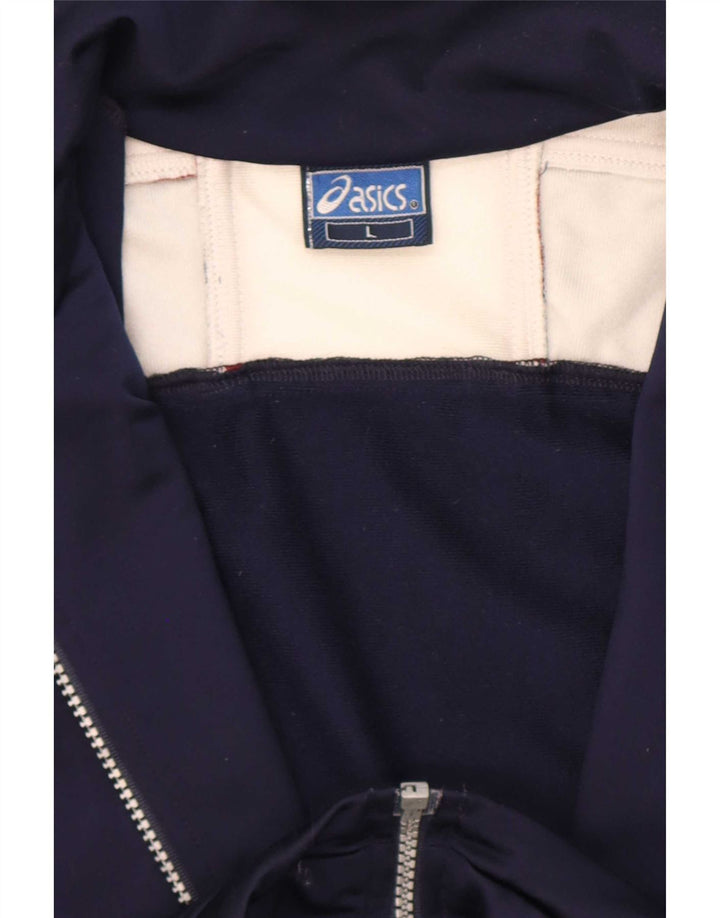 Asics Veste de survêtement graphique pour hommes, grand, bleu marine, colour block