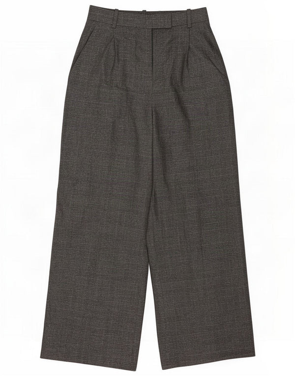 Zara Pantalon de costume large pour femme Medium W28 L30 Gris à carreaux Polyester