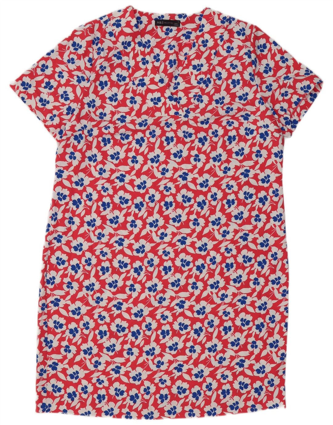 Marks & Spencer Robe droite pour femme UK 16 Grand rouge floral en polyester