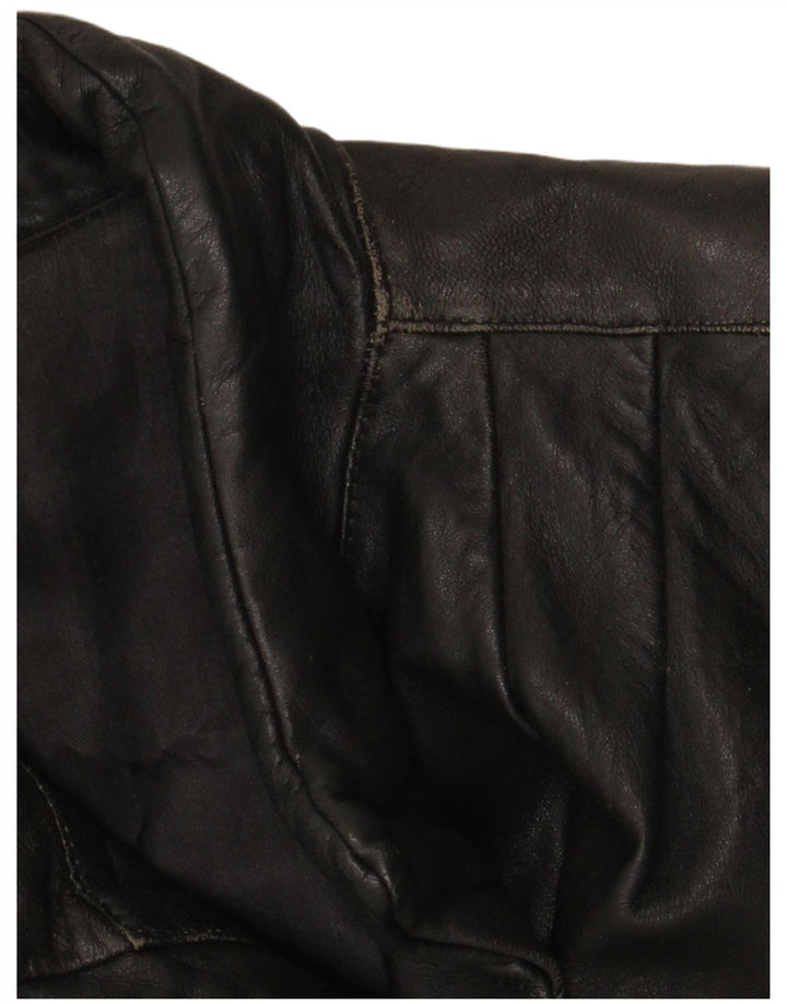 manteau en cuir femme vintage IT 46 Grand cuir noir