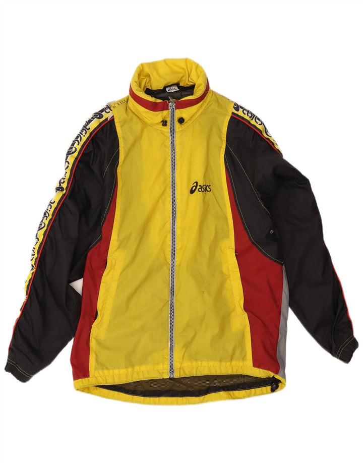 Asics Veste de pluie graphique pour homme UK 38 Jaune moyen Colourblock