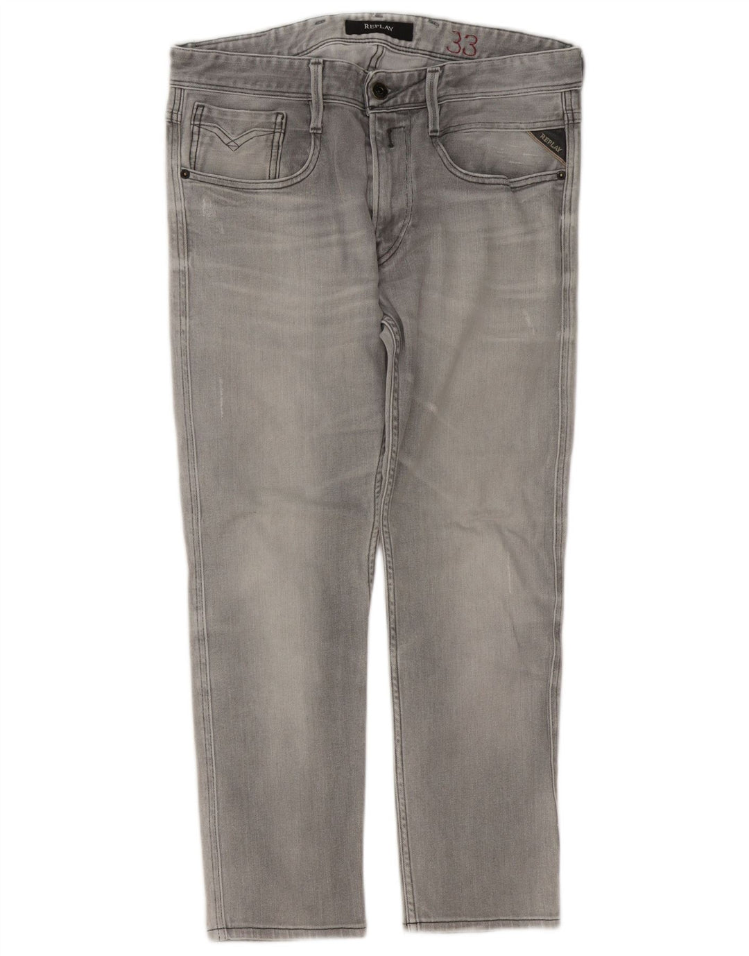 Replay Jean Slim Effet Déchiré W33 L27 Homme Gris