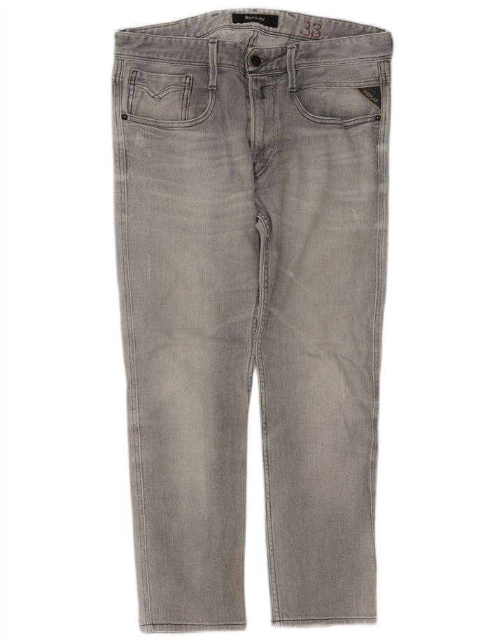 Replay Jean Slim Effet Déchiré W33 L27 Homme Gris