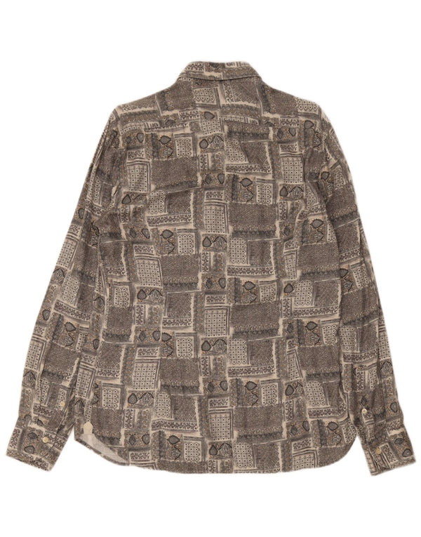 vintage Chemise Homme Taille 40 15 3/4 Patchwork Gris Moyen