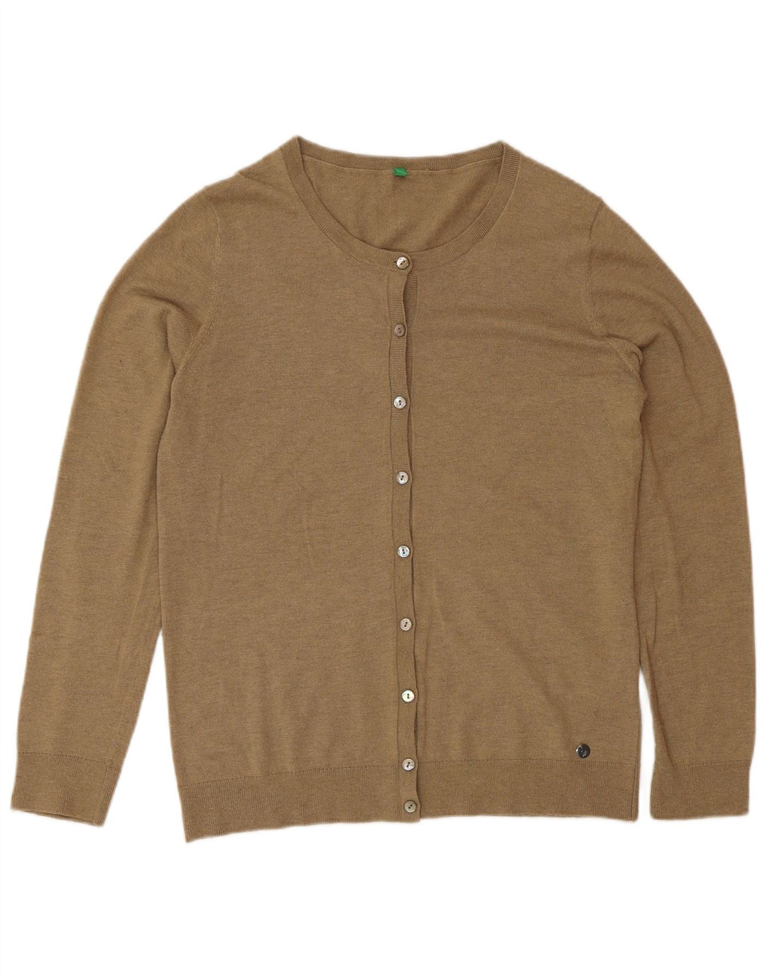 Benetton Pull Cardigan Femme UK 12 Marron Moyen Polyamide