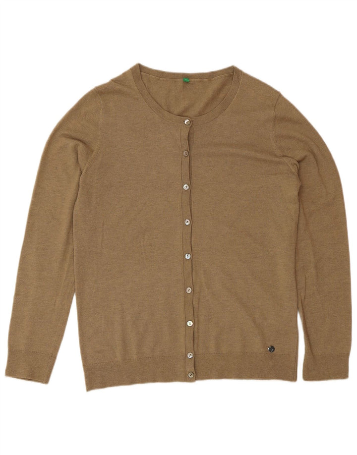 Benetton Pull Cardigan Femme UK 12 Marron Moyen Polyamide