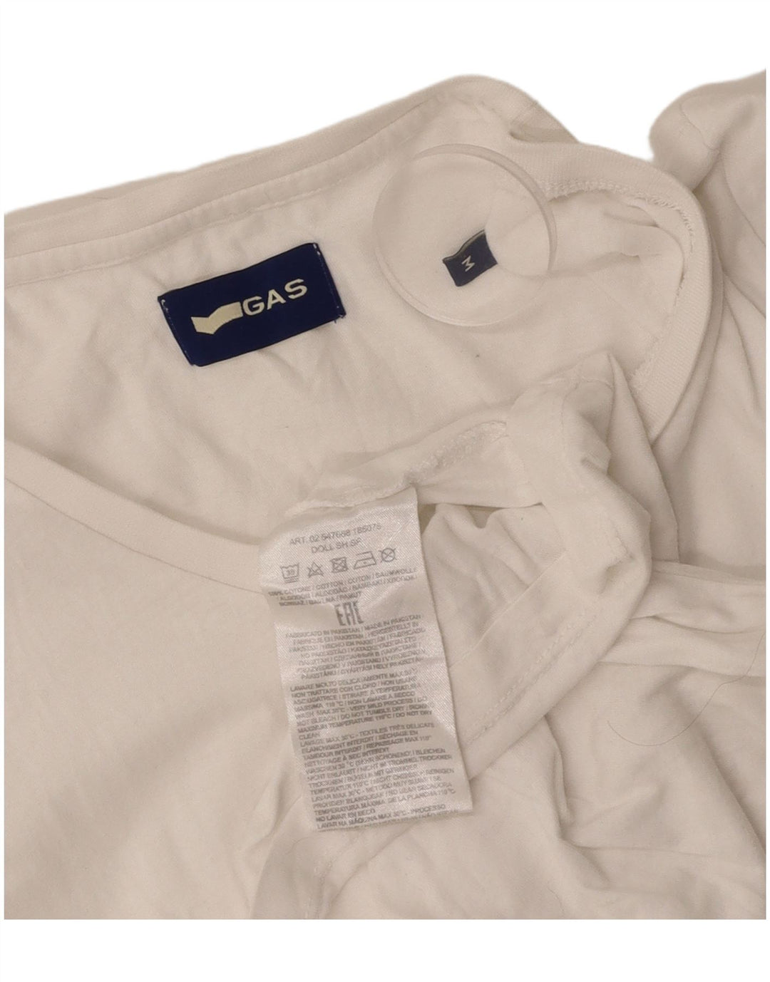 GAS T-Shirt Femme Top UK 12 Coton Blanc Moyen