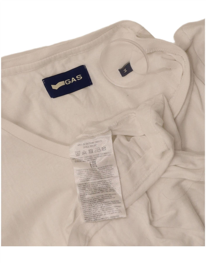 GAS T-Shirt Femme Top UK 12 Coton Blanc Moyen