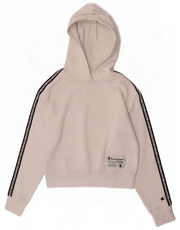 Champion Pull à capuche graphique pour femme UK 14 Medium White Colourblock