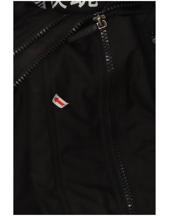 Superdry Veste coupe-vent à capuche pour hommes UK 36 Small Noir Polyester