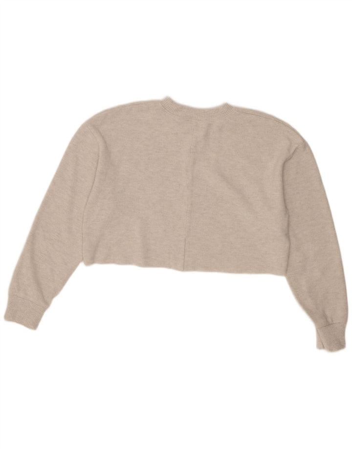 Zara Womens Crop Blouse Top UK 14 Beige Moyen