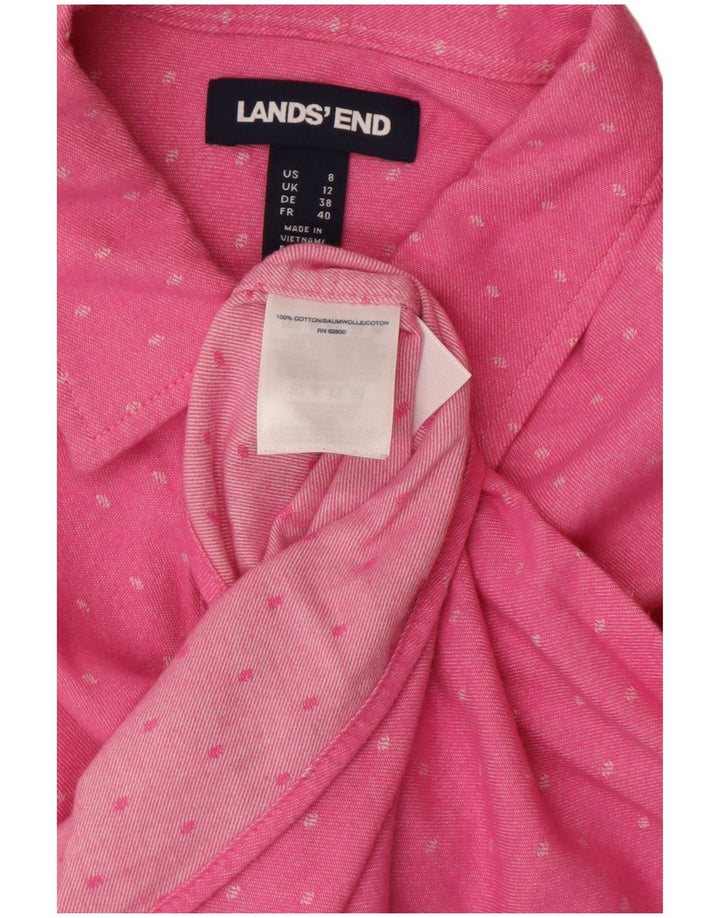 LANDS END Chemise Femme UK 12 Coton Rose Moyen à Pois