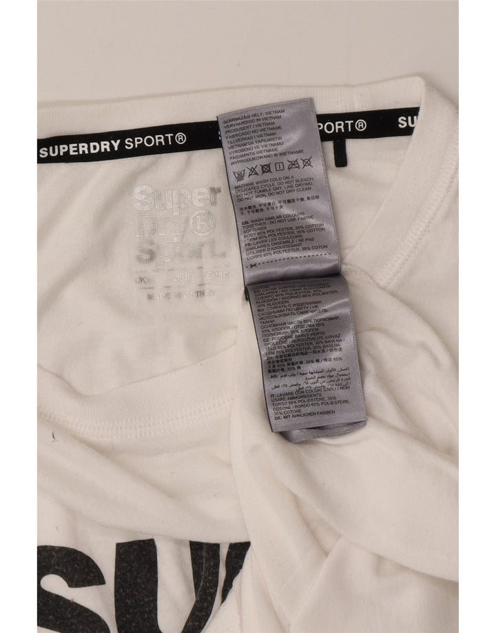 SUPERDRY T-shirt graphique pour femme UK 12 Blanc moyen Polyester
