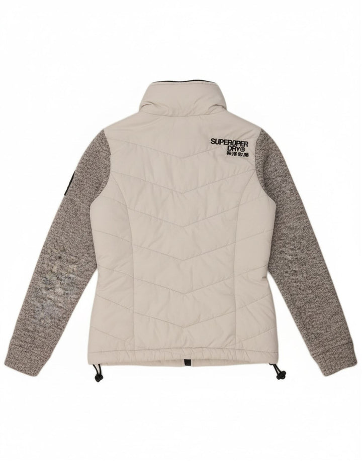 Superdry Veste matelassée à capuche pour femme UK 8 Small Blanc Colourblock
