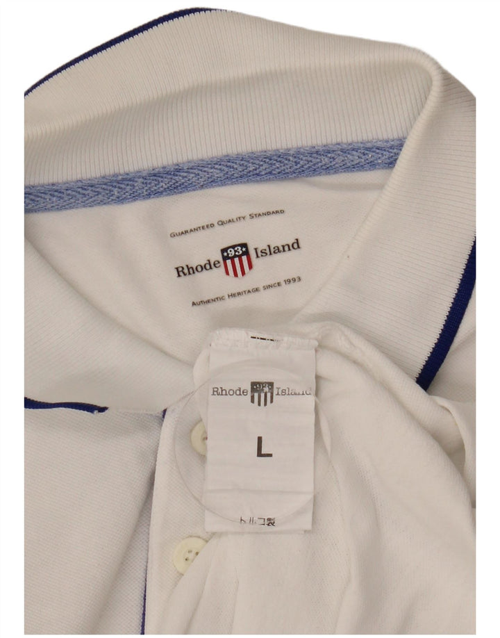 Rhode Island Polo graphique homme grand coton blanc