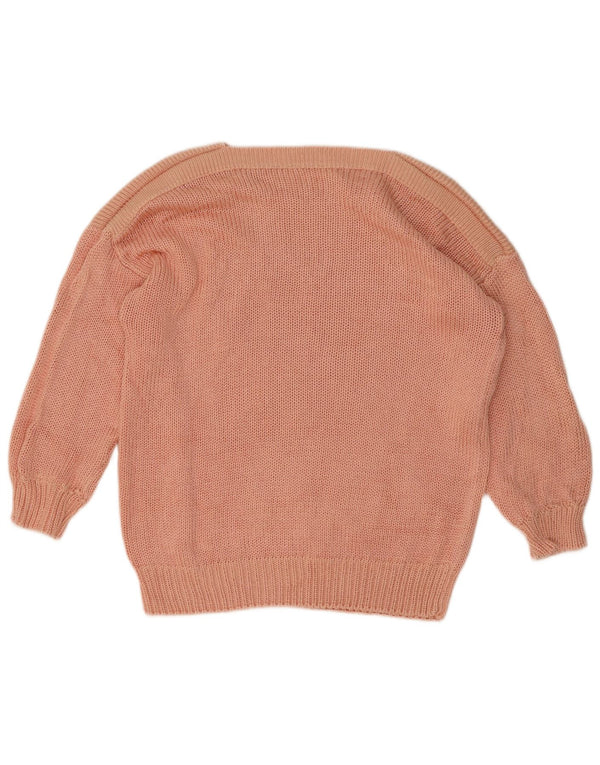 vintage Womens Boat Neck Jumper Pull UK 16 Grand Rose