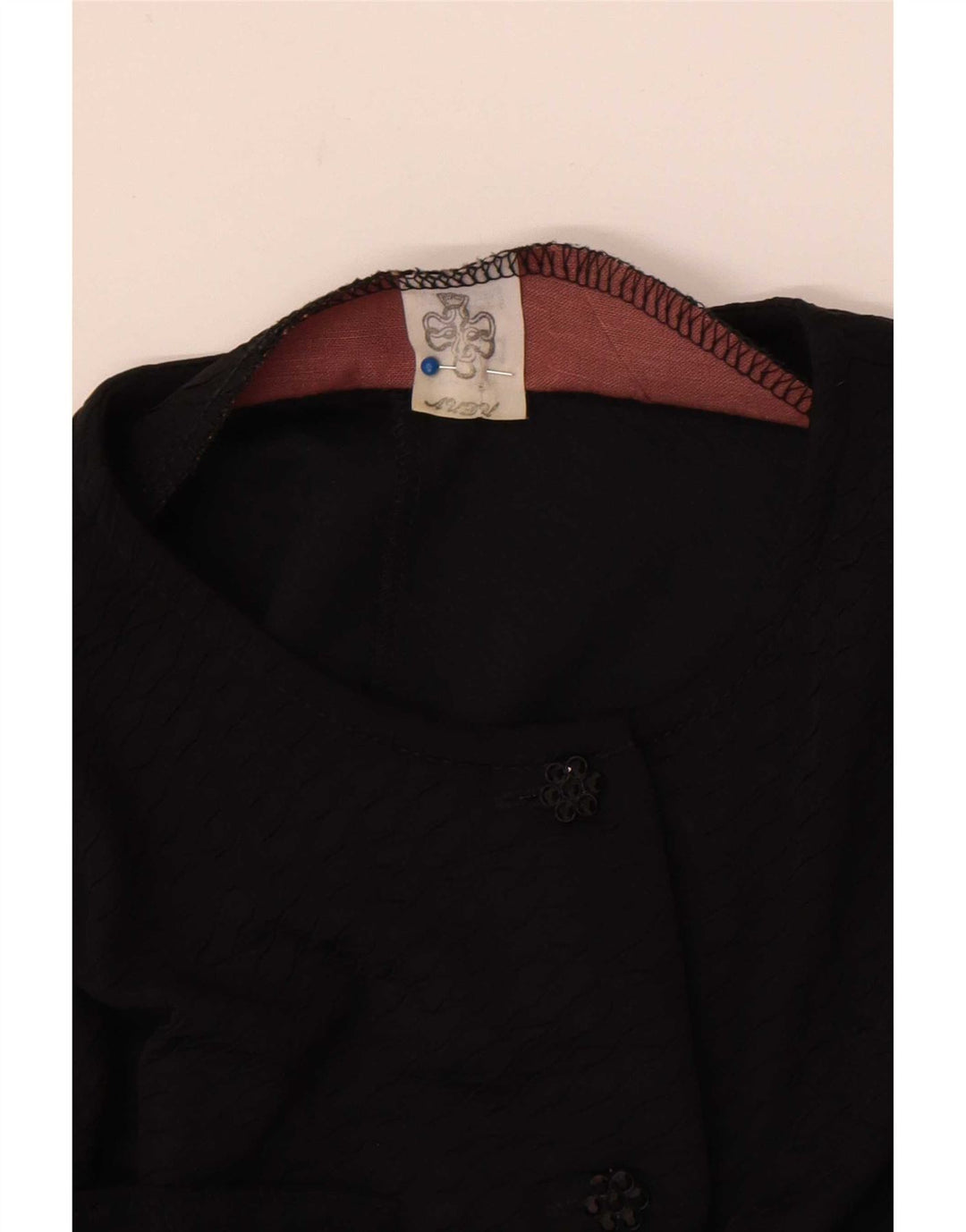 vintage Femme Chemise Blouse UK 12 Moyen Noir