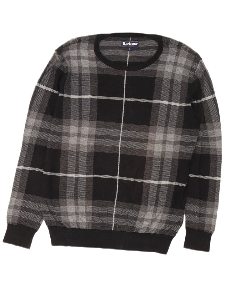Barbour Pull col bateau pour homme en coton à carreaux gris grand
