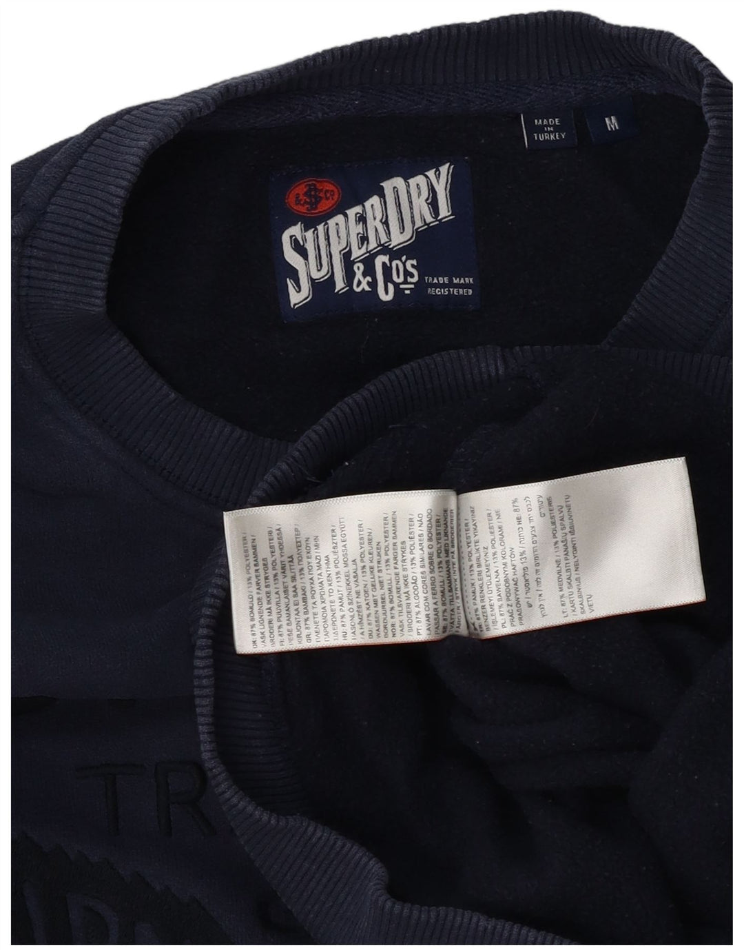 Superdry Sweat-Shirt Graphique en Coton Bleu Marine Moyen Homme