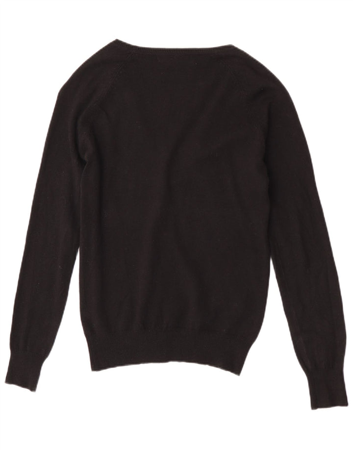 Zara Femme Cardigan Pull UK 12 Moyen Noir Coton