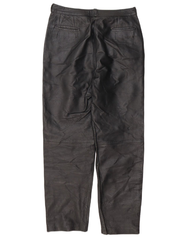 Pantalon droit en simili cuir femme vintage W30 L29 noir