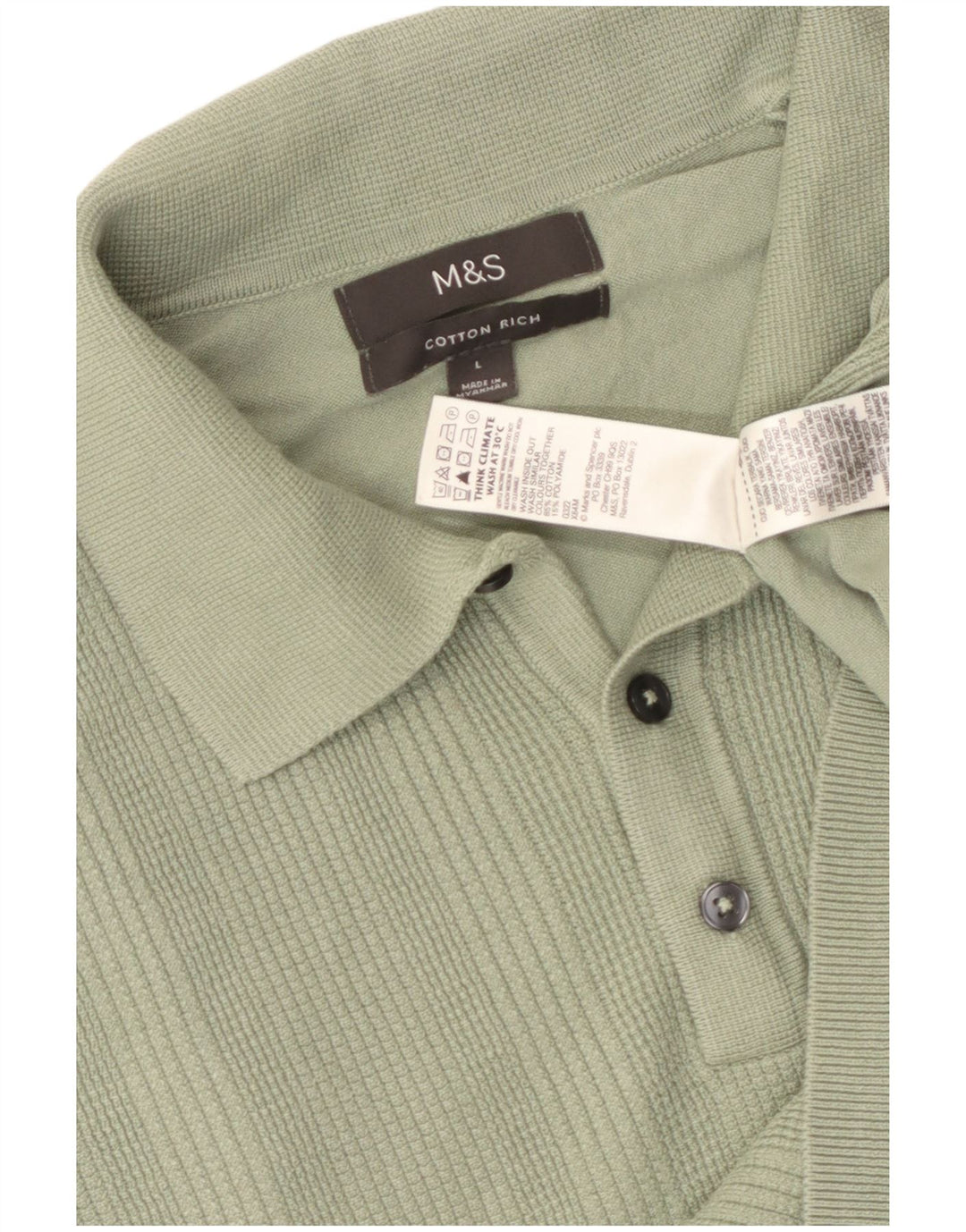 Marks & Spencer Pull à manches courtes et col polo pour homme, grand vert