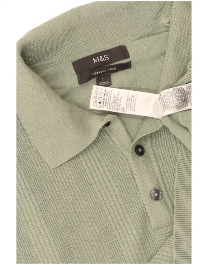 Marks & Spencer Pull à manches courtes et col polo pour homme, grand vert
