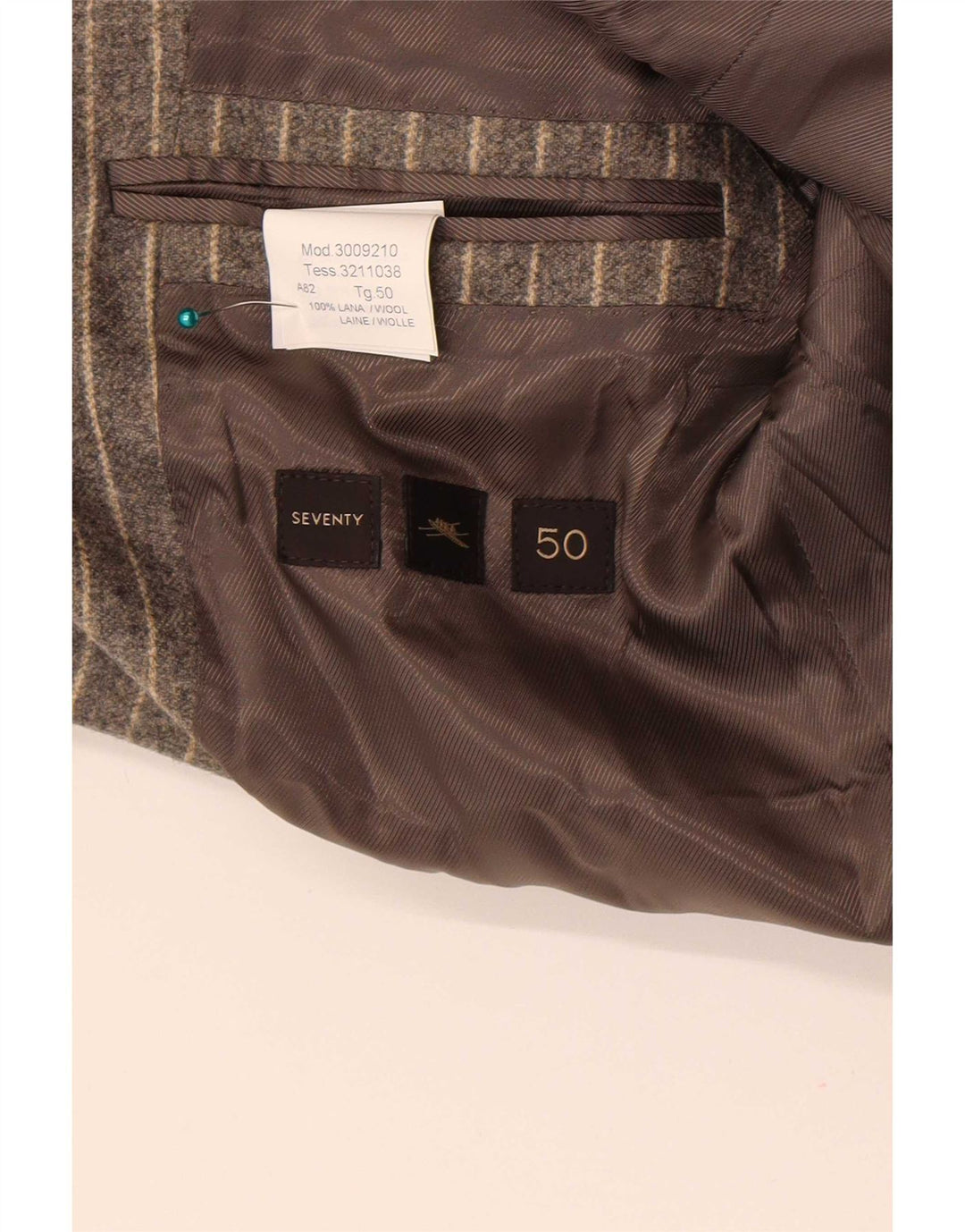 Seventy Veste Blazer 2 Boutons Homme IT 50 Grande Laine Rayée Grise