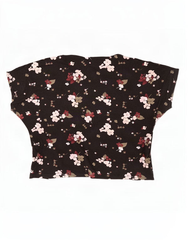 Marks & Spencer Chemisier Femme Top UK 20 2XL Noir Floral Viscose