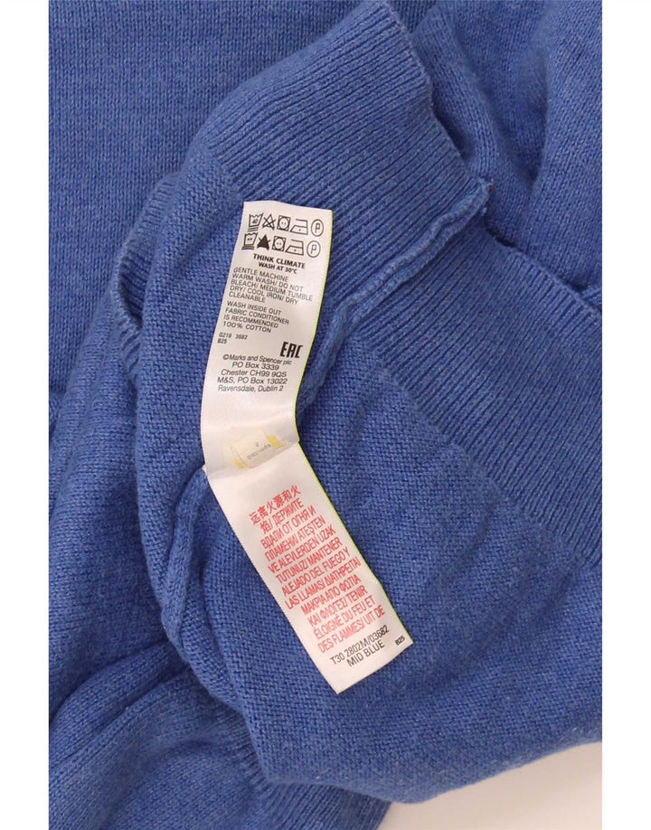 Marks & Spencer Pull Col V Homme Bleu Moyen Coton
