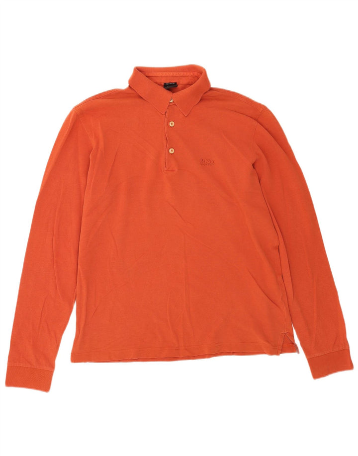 Hugo Boss Polo à manches longues pour homme Petit Orange