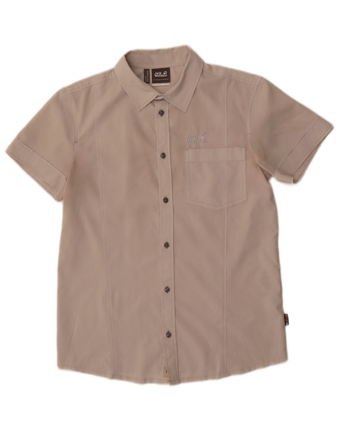 JACK WOLFSKIN Mens Slim Fit Short Sleeve Shirt Medium Beige Polyester