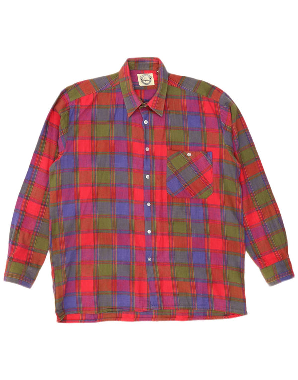 VINTAGE Chemise flanelle homme taille 41/42 grand coton à carreaux multicolore