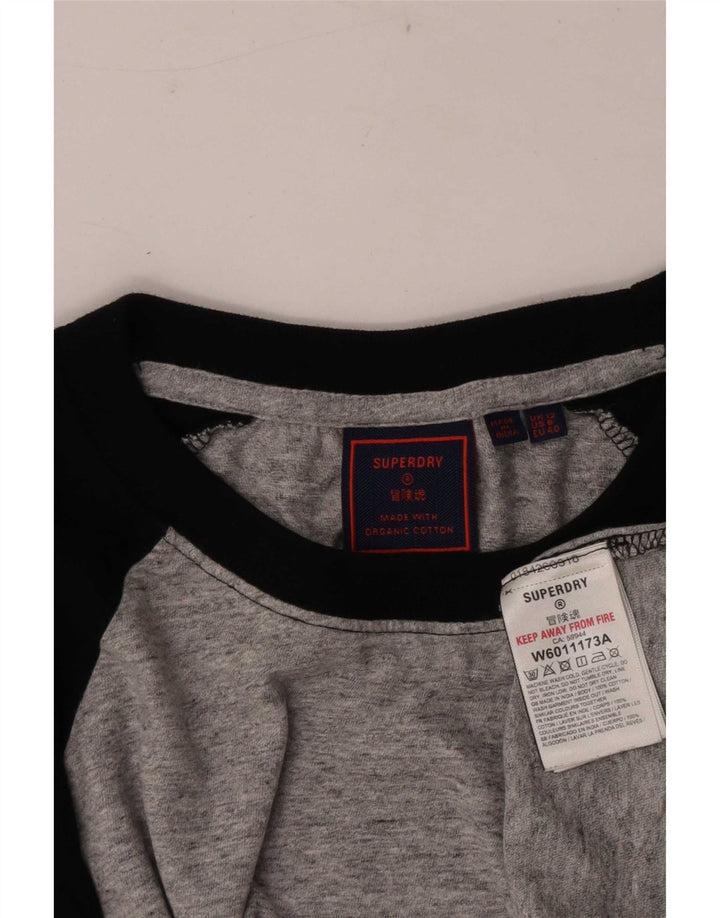 Superdry Top à manches longues pour femme UK 12 Gris moyen Colourblock Cotton