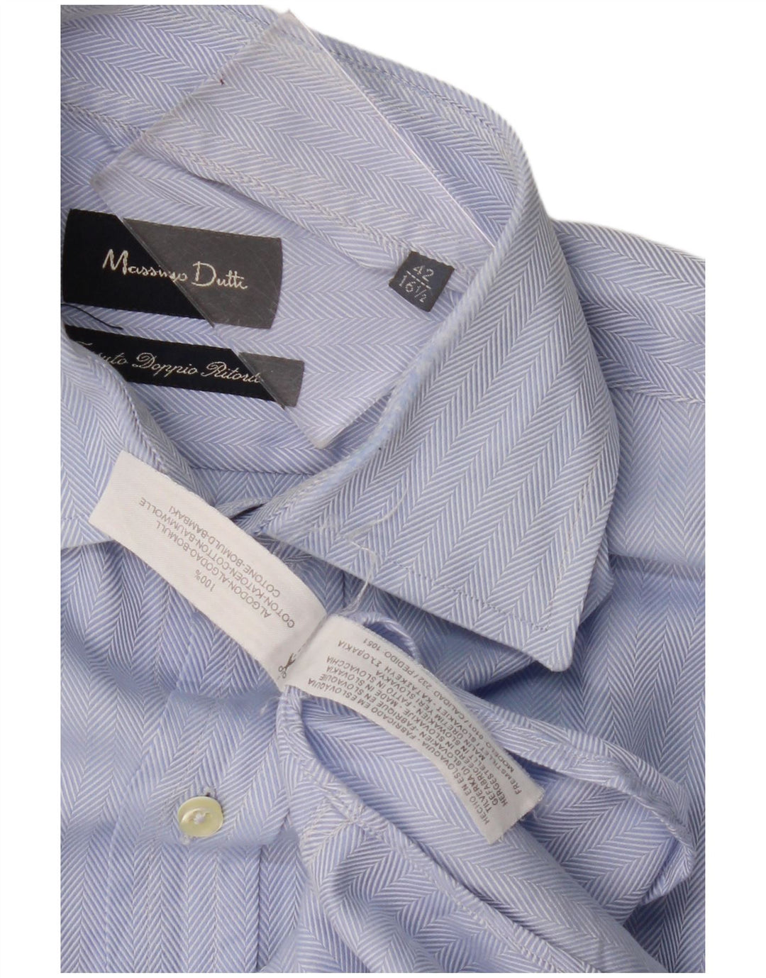 Massimo Dutti Chemise homme Taille 42 16 1/2 Grand coton à chevrons bleu