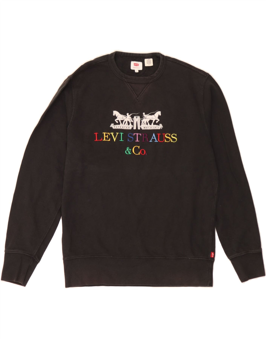 LEVI'S Womens Oversized Graphic Sweatshirt Jumper UK 10 Small Black Cotton Vintage Levi's and Second-Hand Levi's from Messina Hembry 