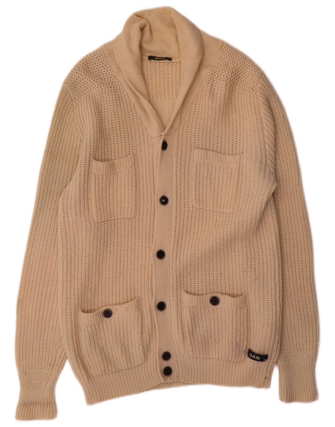 Gas Cardigan Homme Pull XL Laine Beige