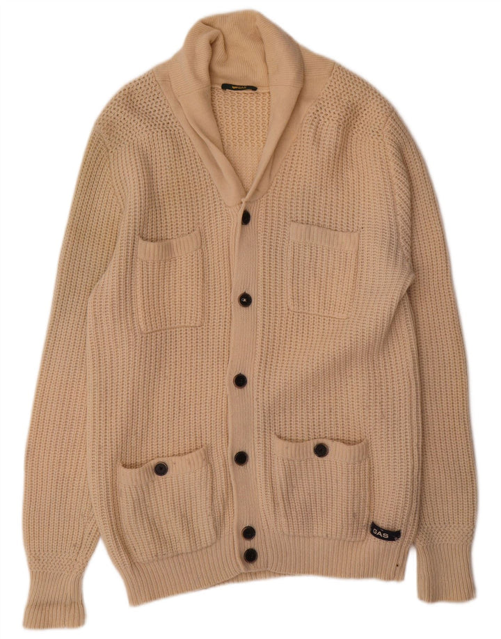 Gas Cardigan Homme Pull XL Laine Beige