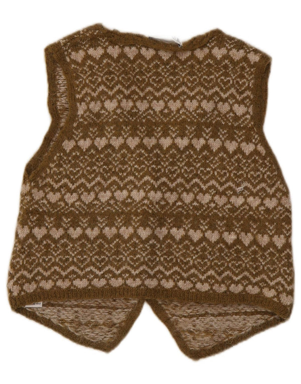 Zara Gilet en tricot pour femme UK 12 Medium Kaki Fair Isle Acrylique