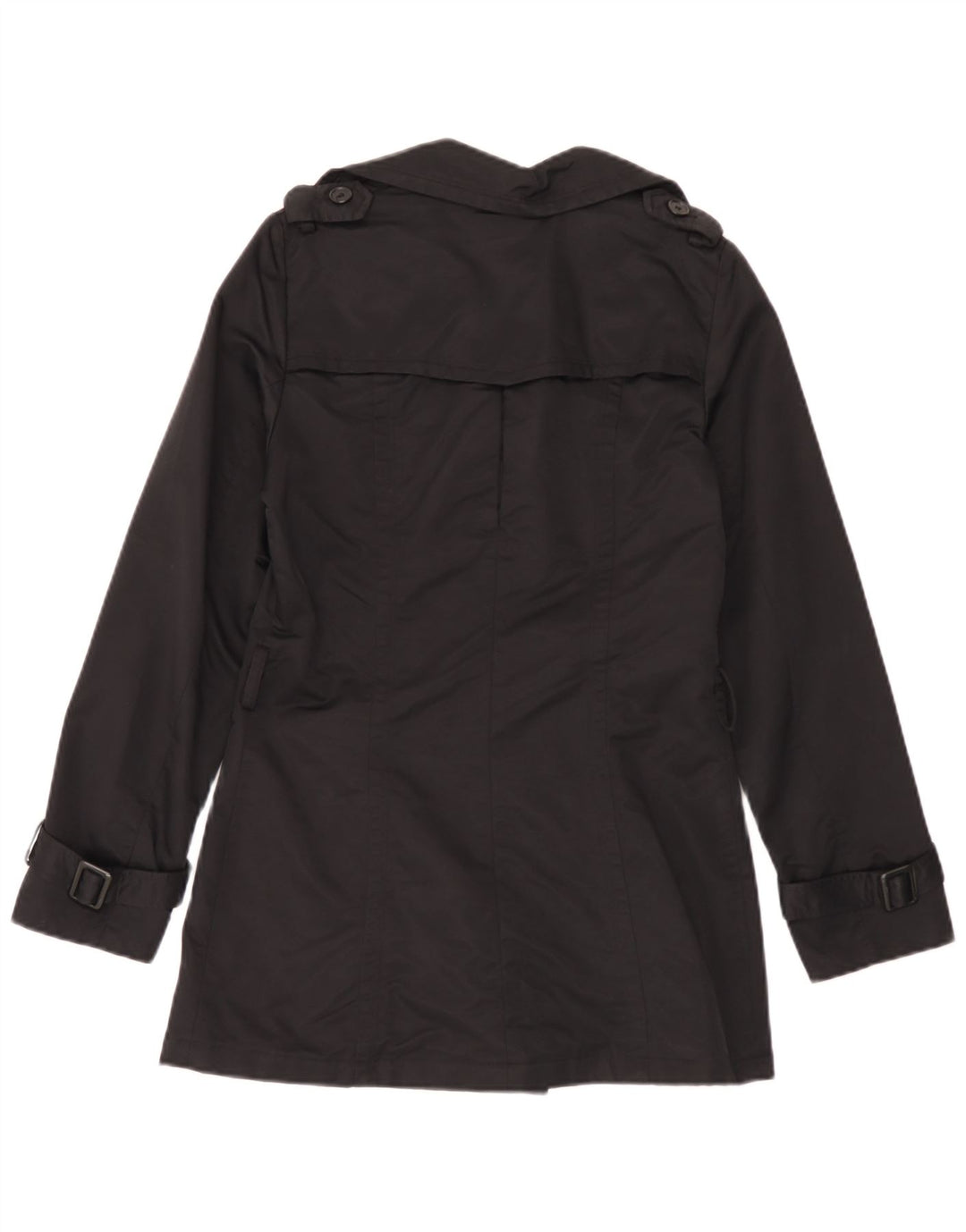 Zara Womens Trench Coat UK 12 Moyen Noir Coton