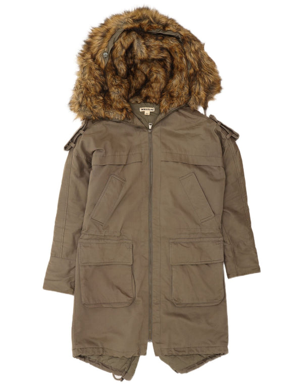 Whistles Parka à capuche pour femme UK 6 XS Kaki Coton Armée