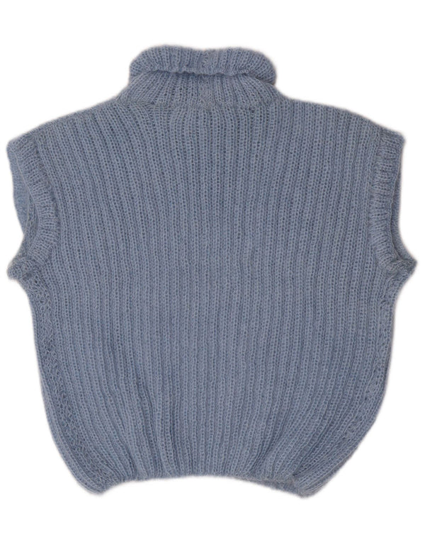 vintage Womens Vest Débardeur UK 10 Petit Bleu