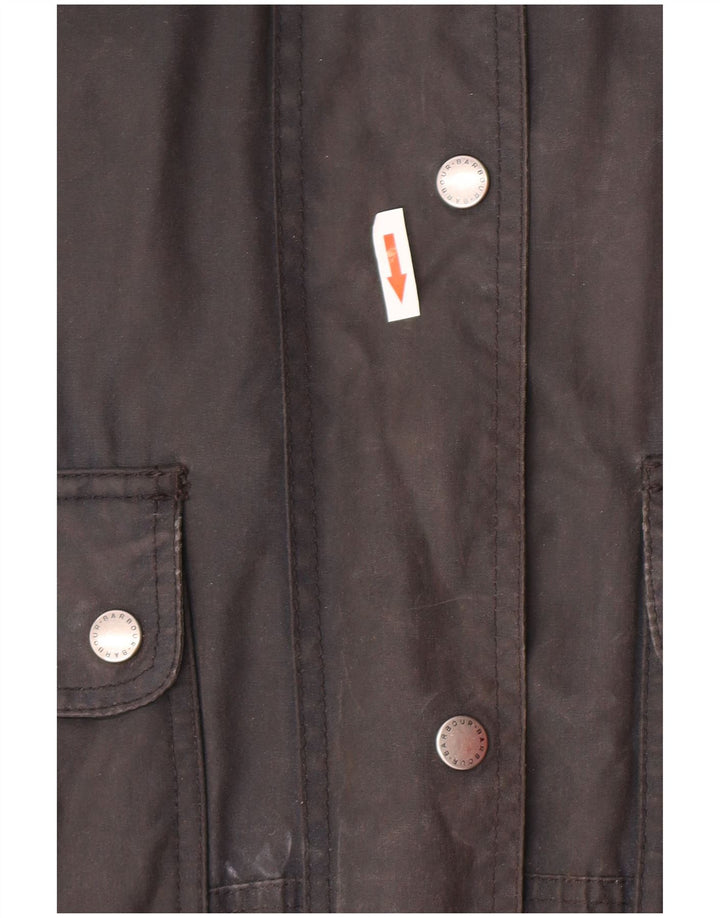 BARBOUR Veste cirée surdimensionnée à capuche pour femme UK 12 en coton bleu marine moyen