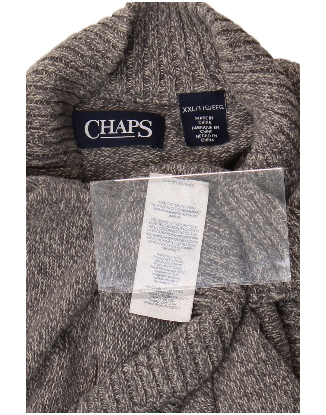 CHAPS Pull col boutonné pour homme 2XL Gris Coton