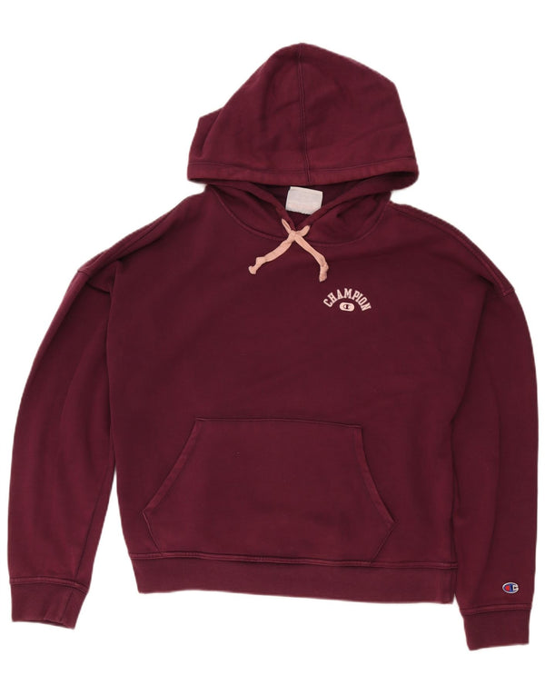 Champion Sweat à capuche court surdimensionné pour femme UK 16 Grand coton bordeaux
