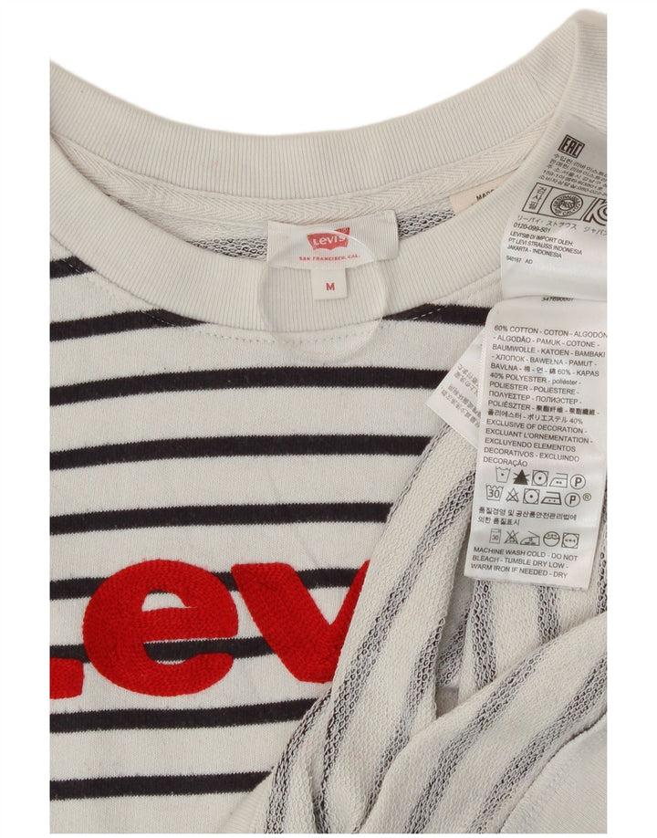 Levi's Sweat-Shirt Graphique Femme UK 14 Medium Blanc Rayé Nautique