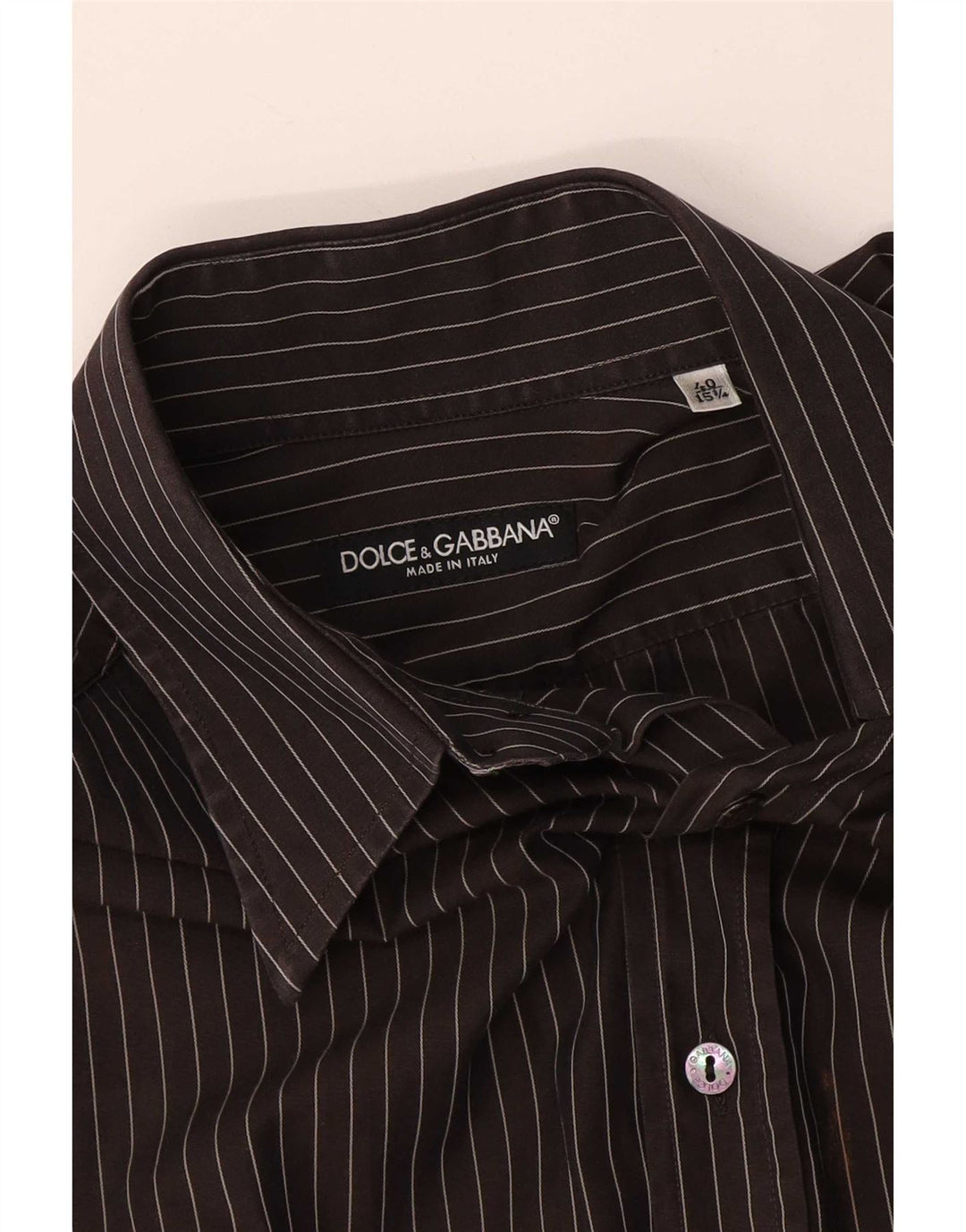 Dolce & Gabbana Chemise Homme Taille 40 15 1/2 Rayure Noire Moyenne