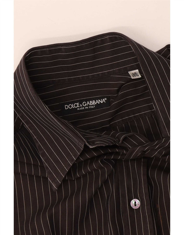 Dolce & Gabbana Chemise Homme Taille 40 15 1/2 Rayure Noire Moyenne