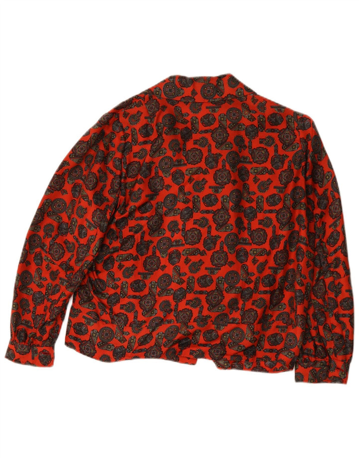 vintage Femme Chemise Blouse UK 16 Grand Rouge Géométrique