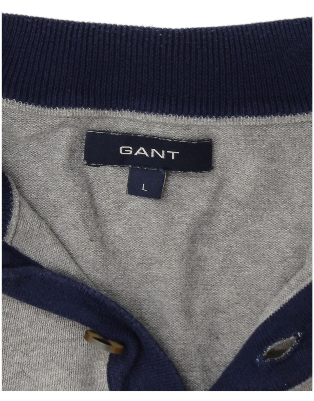 GANT Pull à col boutonné pour hommes, grand, gris, coton